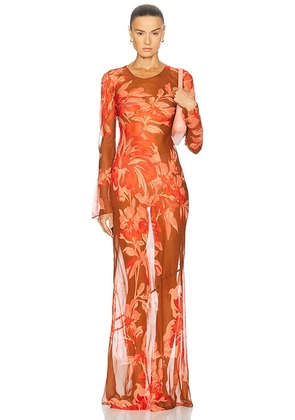 Retrofete Vienna Dress in Geranium Reverie - Red. Size L (also in M, S, XS).