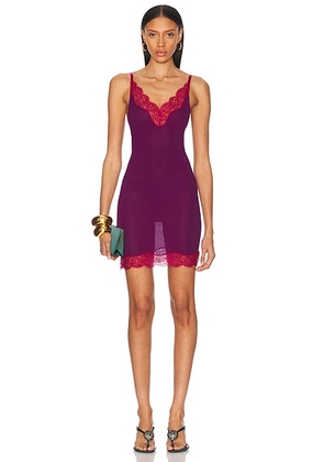 Saint Laurent Lace Mini Dress in Aubergine & Fuchsia - Purple. Size L (also in ).