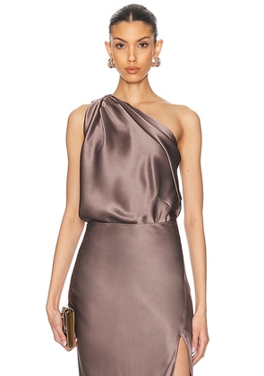 The Sei One Shoulder Drape Top in Smog - Grey. Size 4 (also in 2, 6).