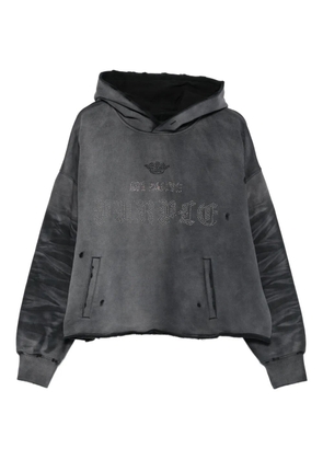 Purple Brand embellished hooded fleece hoodie - Grey