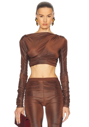 RICK OWENS LILIES Jade Long Sleeve Crop Top in Rust - Rust. Size 44 (also in ).