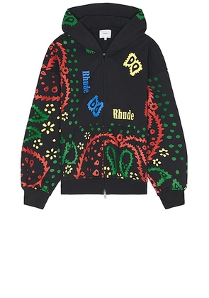 Rhude Bandana Print Full Zip Hoodie in Vintage Black - Black. Size M (also in S).