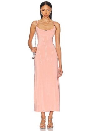 RABANNE Sleeveless Maxi Dress in Peach Blush - Blush. Size 36 (also in 34, 40, 42).