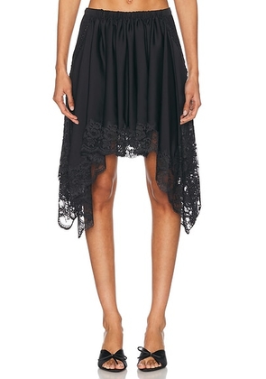 RABANNE Satin Lace Skirt in Black - Black. Size 38 (also in ).