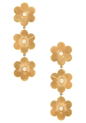 Siena Jewelry Flower Drop Earrings in 14k Yellow Gold & Diamond - Metallic Gold. Size all.