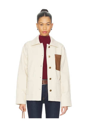 Central Park West Quinn Trucker Jacket in Cream. Size L. Also in M, S, XL, XS.