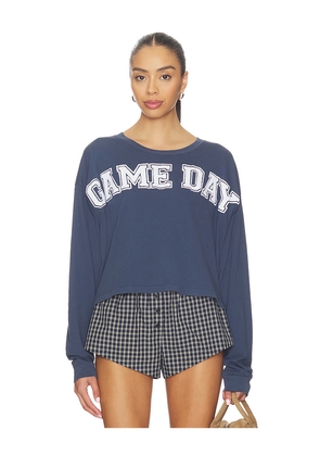 DAYDREAMER Game Day Meet & Greet Long Sleeve Top in Navy. Size L. Also in M, S, XL, XS.