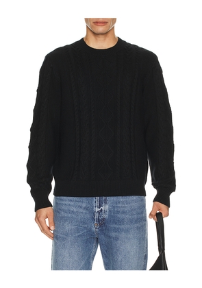 Asher Andre Cable Knit Sweater in Black. Size L. Also in M, S, XL/1X.