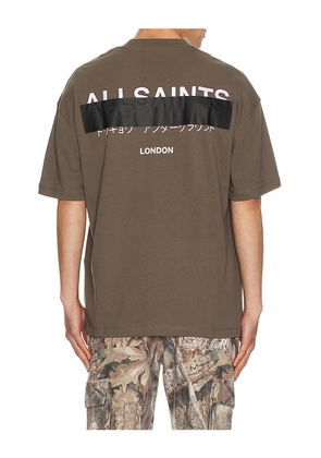 ALLSAINTS Redact Crew Tee in Taupe. Size L. Also in M, S, XL/1X.