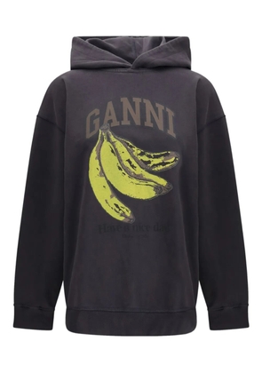 GANNI banana-print hoodie - Grey