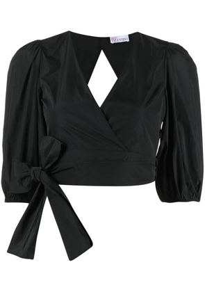RED Valentino V-neck cropped wrap blouse - Black