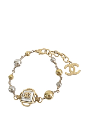 CHANEL Pre-Owned 2016 CC Gold and Palladium Plated Station Bracelet costume bracelet
