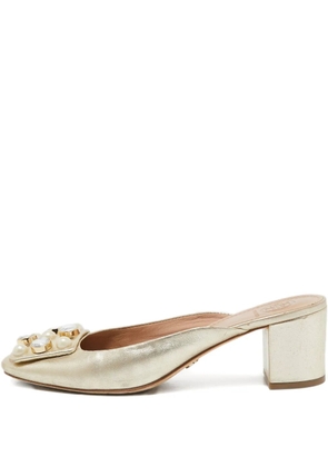 Tory Burch 50mm leather heeled mules - Grey
