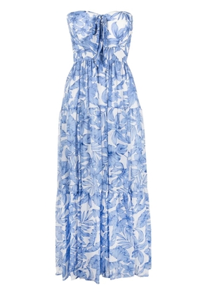 TWINSET floral-print bandeau long dress - Blue