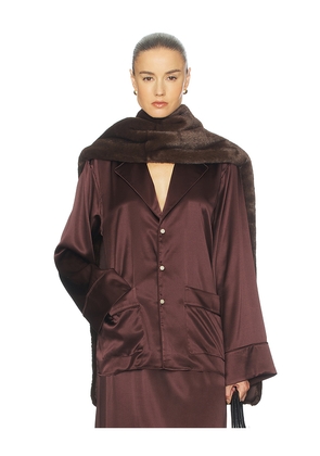 Helsa The Silk Charmeuse Pajama Shirt in Brown. Size L. Also in M, S, XL, XS, XXS.