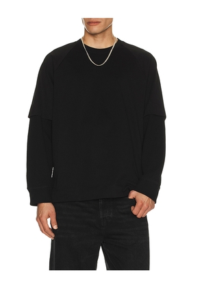Helmut Lang Double Layer Waffle T-shirt in Black. Size L. Also in XL/1X, XXL/2X.