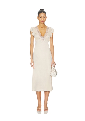 Free People Tied With Joy Midi Dress in Ivory. Size L. Also in M, S, XL, XS.
