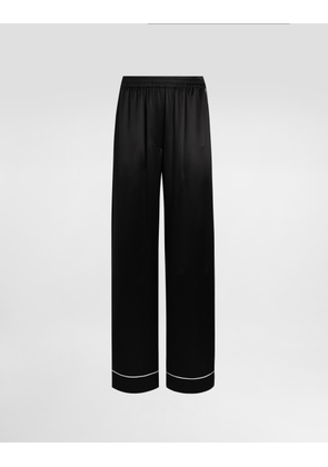 Dolce & Gabbana Silk Pajama Pants With Contrasting Piping - Woman Pants And Shorts Black Silk 40