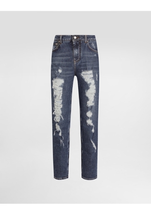 Dolce & Gabbana Boyfriend Jeans With Rips - Woman Denim And Jeans Multi-colored Cotton 40