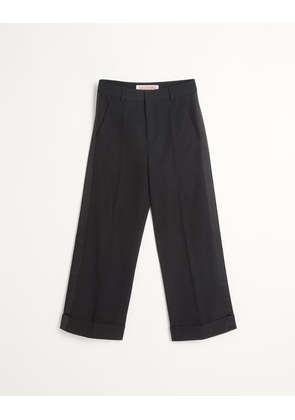 Valentino Wool Cuffed Trousers With Satin Side Bands Man BLACK 44