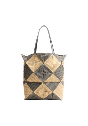 Puzzle Fold Diamond XL Tote in raffia