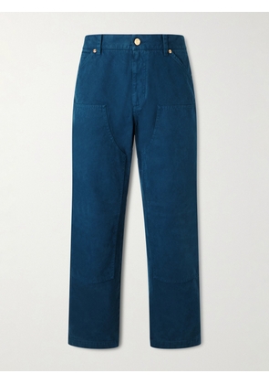 Versace - Straight-Leg Cotton-Canvas Trousers - Men - Blue - IT 48