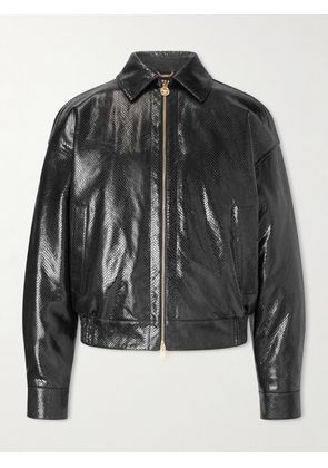 Versace - Padded Snake-Effect Leather Blouson Jacket - Men - Black - IT 46
