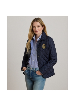 Crest-Patch Diamond-Quilted Jacket