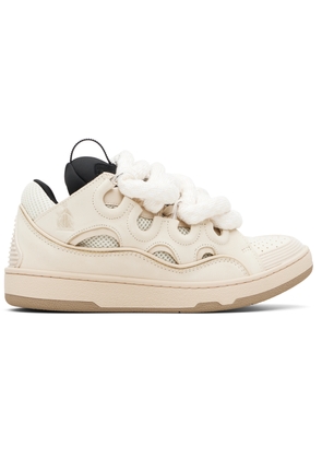 Lanvin Beige Curb Leather With Snake Laces Sneakers