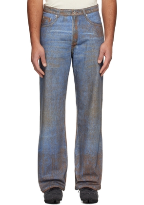 CAMPERLAB Blue & Brown Paint Print Jeans