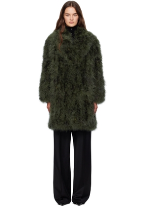 Yves Salomon Green Long Feather Coat