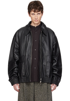 Studio Nicholson Black Piston Leather Jacket