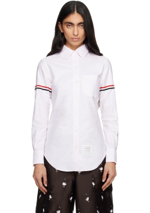 Thom Browne Pink Stripe Oxford Armband Round Collar Shirt
