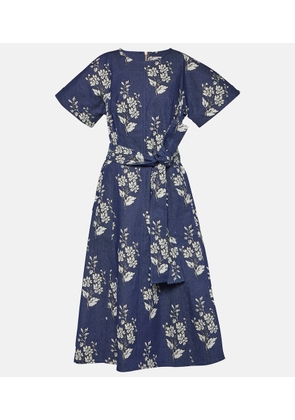 Carolina Herrera Floral denim midi dress