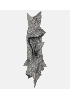 Maticevski Thistle Wave ruffled sequined gown