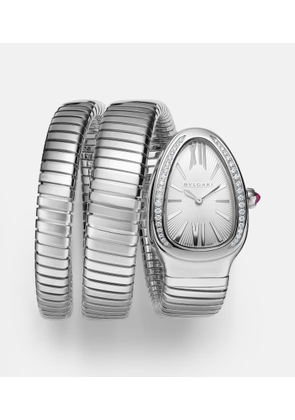 Bvlgari Serpenti Tubogas 35mm stainless steel watch with diamonds