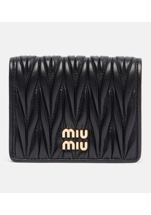 Miu Miu Logo matelasse leather wallet
