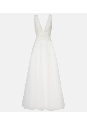 Costarellos Graciella floral-applique tulle gown