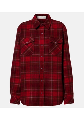 God's True Cashmere Love Tartan cashmere shirt with amethyst