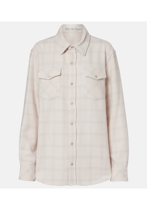 God's True Cashmere Clarity plaid cashmere shirt with quartz