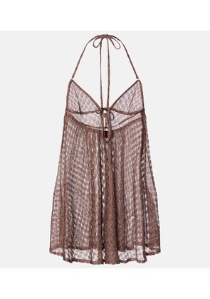 Missoni Open-knit halterneck lame beach cover-up