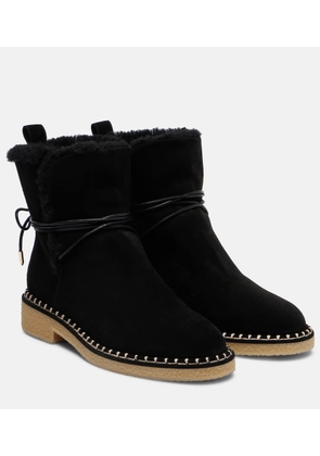 Aquazzura Megeve shearling-trimmed suede ankle boots