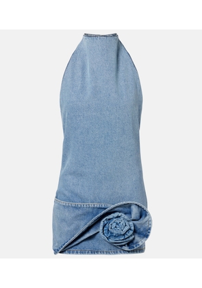 Magda Butrym Floral-applique denim minidress