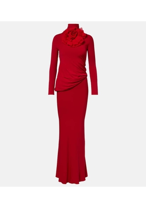Magda Butrym Floral-applique draped jersey gown