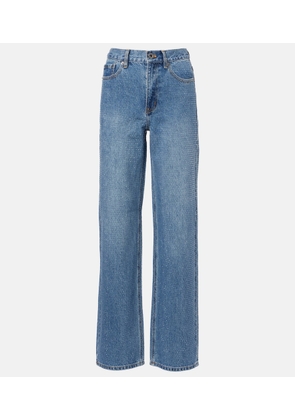 Self-Portrait Embellished high-rise straight jeans