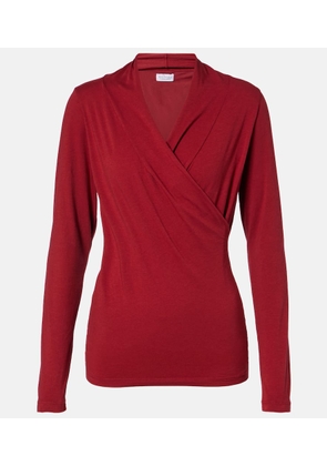 Velvet Meri cotton-blend jersey wrap top