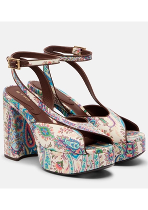 Etro 120 paisley canvas platform sandals