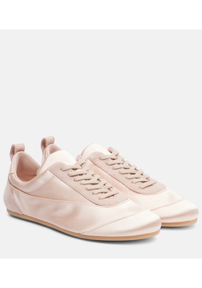 Jil Sander Floor suede-trimmed satin sneakers