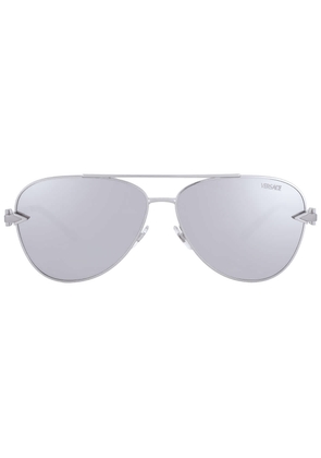 Versace Light Grey Silver Mirror Pilot Mens Sunglasses VE2283 10006G 61