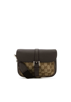 Gucci Brown Leather Mini Gg Crossbody Bag
